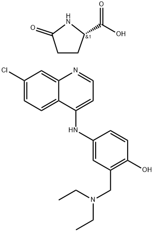 5-oxo-L-proline, compound with 4-[(7-chloro-4-quinolyl)amino]-alpha-(diethylamino)-o-cresol (2:1) Struktur