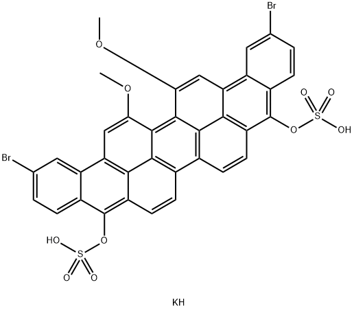 dipotassium 2,13-dibromo-16,17-dimethoxydinaphtho[1,2,3-cd:3',2',1'-lm]perylene-5,10-diyl bissulphate,93962-98-2,结构式