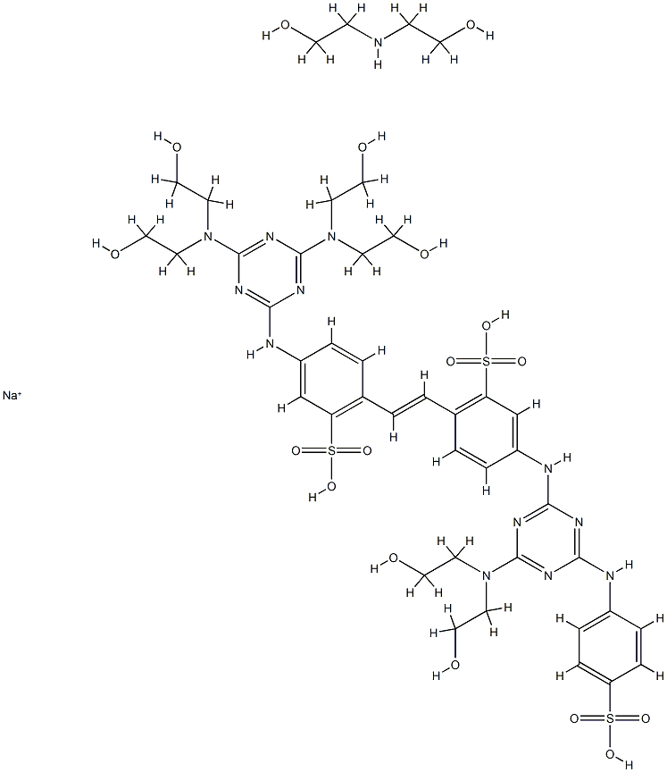 Benzenesulfonic acid, 5-[[4,6-bis[bis(2-hydroxyethyl)amino]-1,3,5-triazin-2-yl]amino]-2-[2-[4-[[4-[bis(2-hydroxyethyl)amino]-6-[(4-sulfophenyl)amino]-1,3,5-triazin-2-yl]amino]-2-sulfophenyl]ethenyl]-, sodium salt, compd. with 2,2'-iminobis[ Structure