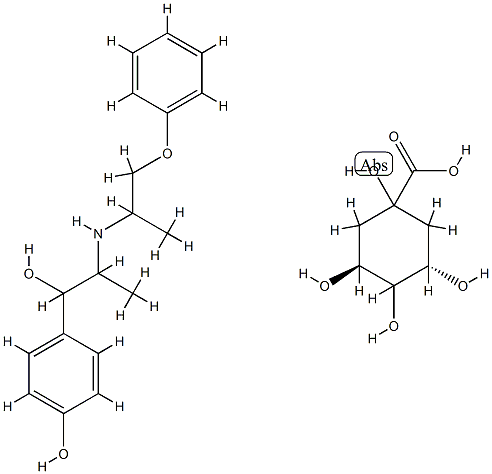 (1alpha,3alpha,4alpha,5beta)-1,3,4,5-tetrahydroxycyclohexane-1-carboxylic acid, compound with 4-hydroxy-alpha-[1-[(1-methyl-2-phenoxyethyl)amino]ethyl]benzenemethanol (1:1) Structure