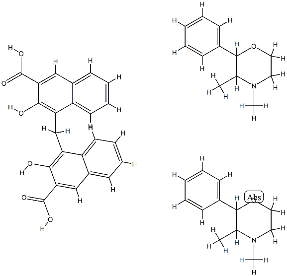 4,4'-methylenebis[3-hydroxy-2-naphthoic] acid, compound with 3,4-dimethyl-2-phenylmorpholine (1:2) 结构式