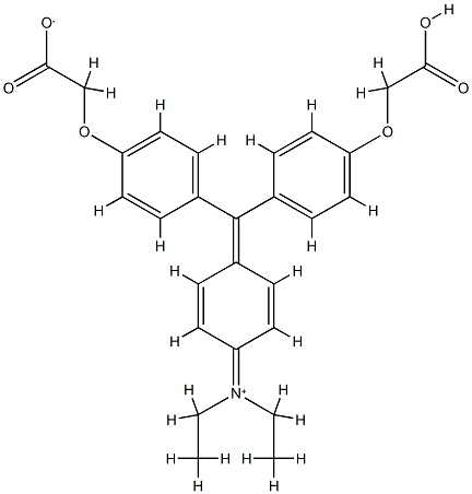 hydrogen [4-[4,4'-bis(carboxylatomethoxy)benzhydrylidene]cyclohexa-2,5-dien-1-ylidene]diethylammonium Structure