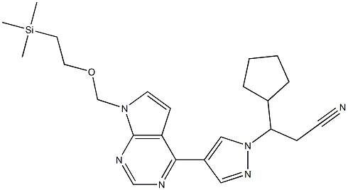 3-环戊基-3-[4-(7-(2-(三甲基硅基)乙氧基]甲基-7H-吡咯并[2,3-D]嘧啶-4-基)-1H-吡唑-1-基]丙腈, 941685-39-8, 结构式