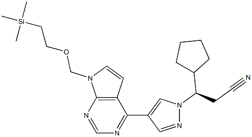 1H-Pyrazole-1-propanenitrile, β-cyclopentyl-4-[7-[[2-(triMethylsilyl)ethoxy]Methyl]-7H-pyrrolo[2,3-d]pyriMidin-4-yl]-, (βR)-|(3R)-3-环戊基-3-[4-(7-[2-(三甲基硅基)乙氧基]甲基-吡咯并[2,3-D]嘧啶-7H-4-基)-1H-吡唑基]丙腈