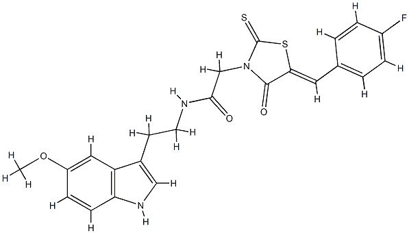941899-93-0 2-[(5Z)-5-[(4-fluorophenyl)methylidene]-4-oxo-2-sulfanylidene-1,3-thiazolidin-3-yl]-N-[2-(5-methoxy-1H-indol-3-yl)ethyl]acetamide