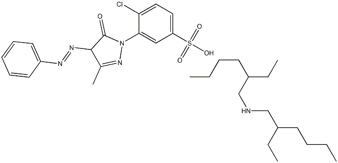 4-chloro-3-[4,5-dihydro-3-methyl-5-oxo-4-(phenylazo)-1H-pyrazol-1-yl]benzenesulphonic acid, compound with bis(2-ethylhexyl)amine (1:1) Structure