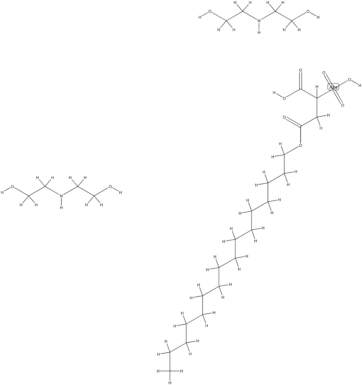 1-hexadecyl hydrogen 2-sulphosuccinate, compound with 2,2'-iminobis[ethanol] (1:2) Structure