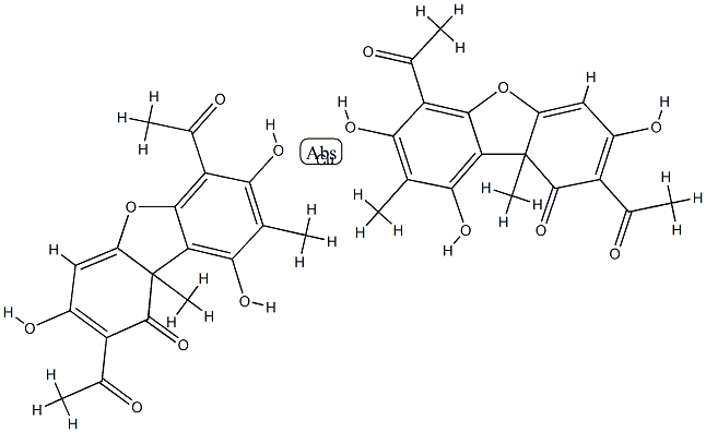 bis(2,6-diacetyl-7,9-dihydroxy-8,9b-dimethyl-1,3(2H,9bH)-dibenzofurandionato-O2,O3)copper,94246-73-8,结构式