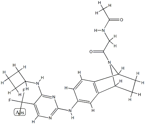 N-[2-[6-[[4-(环丁基氨基)-5-(三氟甲基)-2-嘧啶基]氨基]-1,2,3,4-四氢萘-1,4-亚氨-9-基]-2-氧代乙基]乙酰胺 结构式