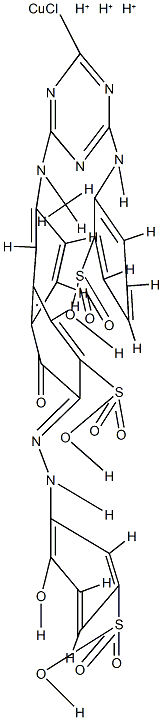 trihydrogen [7-[[4-chloro-6-(2-sulphoanilino)-1,3,5-triazin-2-yl]methylamino]-4-hydroxy-3-[(2-hydroxy-5-sulphophenyl)azo]naphthalene-2-sulphonato(5-)]cuprate(3-) 结构式