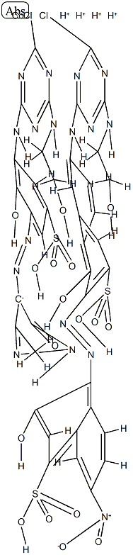 Cobaltate(4-), [3-[[4-chloro-6-[(2-hydroxyethyl)amino]-1,3,5-triazin-2-yl]amino]-5-[(4,5-dihydro-3-methyl-5-oxo-1H-pyrazol-4-yl)azo]-4-hydroxybenzenesulfonato(3-)][4-[[6-[[4-chloro-6-[(2-hydroxyethyl)amino]-1,3,5-triazin-2-yl]amino]-1-hydro Structure