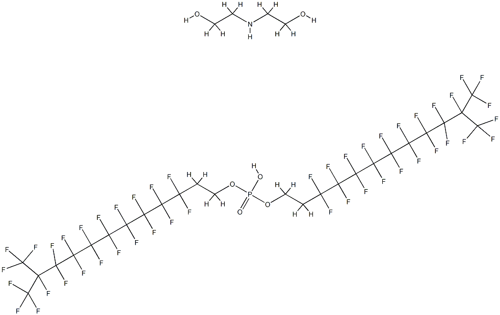 bis[3,3,4,4,5,5,6,6,7,7,8,8,9,9,10,10,11,12,12,12-icosafluoro-11-(trifluoromethyl)dodecyl] hydrogen phosphate, compound with 2,2'-iminodiethanol (1:1) Structure