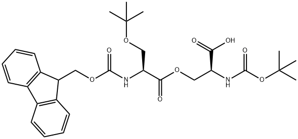 (3S,7S)-7-羧基-3-[(叔丁氧基)甲基]-11,11-二甲基-4,9-二氧代-5,10-二氧杂-2,8-二氮杂十二烷酸 1-芴甲基酯,944283-11-8,结构式