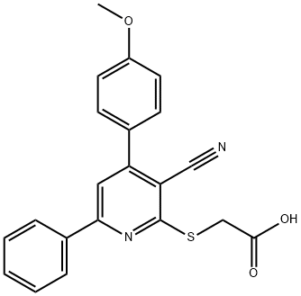 2-{[3-cyano-4-(4-methoxyphenyl)-6-phenyl-2-pyridinyl]sulfanyl}acetic acid 化学構造式