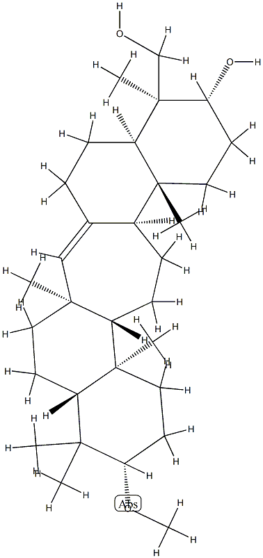 3β-Methoxy-C(14a)-homo-27-norgammacer-14-ene-21β,29-diol,94805-74-0,结构式