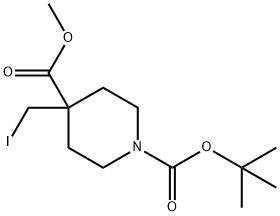 4-(ヨードメチル)ピペリジン-1,4-ジカルボン酸1-TERT-ブチル4-メチル 化学構造式