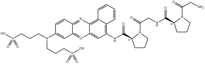 5-(H-GLY-PRO-GLY-PRO-AMIDO)-9-[DI-(3-SULFONYLPROPYL)AMINO]-BENZO[A]PHENOXAZONIUM PERCHLORATE, 948896-68-2, 结构式