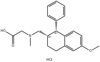 REL-N-甲基-N-[[(1R,2S)-1,2,3,4-四氢-6-甲氧基-1-苯基-2-萘基]甲基]甘氨酸盐酸盐,949588-40-3,结构式