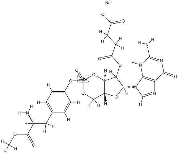 methyl L-tyrosinate, P-ester with guanosine cyclic 3',5'-(hydrogen phosphate) 2'-(hydrogen succinate), monosodium salt Structure