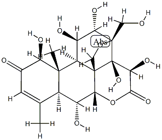 (+)-13,20-Epoxy-1β,6α,11β,12α,14,15β,21-heptahydroxypicrasa-3-ene-2,16-dione Struktur