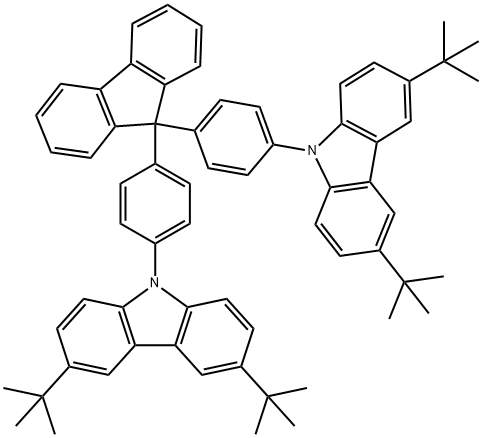 TBCPF,9,9-二-4,4'- (3,6-二叔丁基咔唑基)-苯基芴 结构式