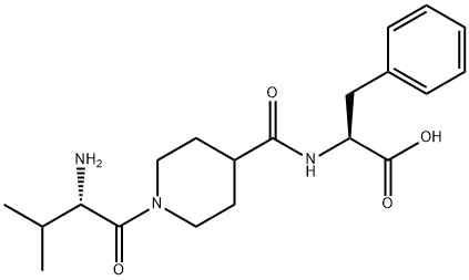 (S)-2-(1-((S)-2-amino-3-methylbutanoyl)piperidine-4-carboxamido)-3-phenylpropanoic acid Struktur