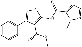 methyl 2-(1-methyl-1H-pyrazole-5-carboxamido)-4-phenylthiophene-3-carboxylate Structure