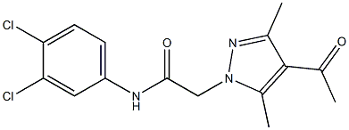 2-(4-acetyl-3,5-dimethyl-1H-pyrazol-1-yl)-N-(3,4-dichlorophenyl)acetamide,957495-24-8,结构式