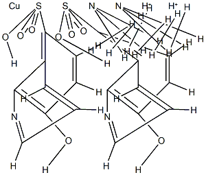 dihydrogen bis[8-hydroxyquinoline-5-sulphonato(2-)-N1,O8]cuprate(2-), compound with trimethylamine (1:2) Structure