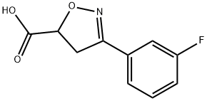 3-(3-フルオロフェニル)-4,5-ジヒドロ-1,2-オキサゾール-5-カルボン酸 化学構造式