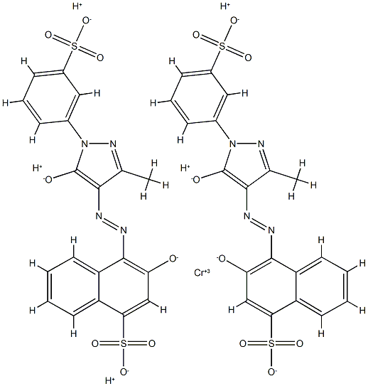 pentahydrogen bis[4-[[4,5-dihydro-3-methyl-5-oxo-1-(3-sulphophenyl)-1H-pyrazol-4-yl]azo]-3-hydroxynaphthalene-1-sulphonato(4-)]chromate(5-) Structure