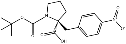 (S)-1-(叔丁氧基羰基)-2-(4-硝基苄基)吡咯烷-2-羧酸, 959581-73-8, 结构式
