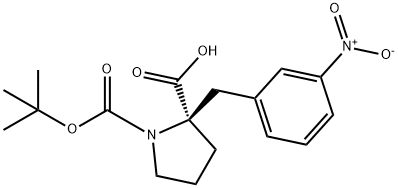 (R)-1-(叔丁氧基羰基)-2-(3-硝基苄基)吡咯烷-2-羧酸 结构式