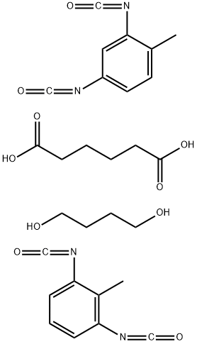 Hexanedioic acid, polymer with 1,4-butanediol, 1,3-diisocyanato-2-methylbenzene and 2,4-diisocyanato-1-methylbenzene Struktur