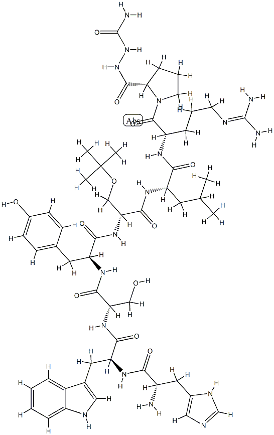 H-HIS-TRP-SER-TYR-D-SER(TBU)-LEU-ARG-PRO-AZAGLY-NH2 化学構造式