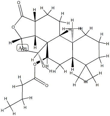 (3R,3aα,5aα,9aβ,11aα,12R)-3β,3bβ-(Epoxymethano)-4α,12-dihydroxy-3a,3b,4,5,5a,6,7,8,9,9a,9bα,10,11,11a-tetradecahydro-6,6,9a-trimethylphenanthro[1,2-c]furan-1(3H)-one 4-butyrate Structure