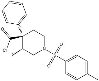 trans-(±)-3-methyl-4-phenyl-1-(p-tolylsulphonyl)piperidine-4-carbonyl chloride Structure