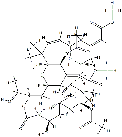 Acetic acid, 2,2-(1S,3S,7R,8E,11S,12S,15S,17R,21R,23R,25S)-12,25-bis(acetyloxy)-1,11,21-trihydroxy-17-(1R)-1-hydroxyethyl-10,10,26,26-tetramethyl-19-oxo-18,27,28,29-tetraoxatetracyclo21.3.1.13,7.111,15nonacos-8-ene-5,13-diylidenebis-, dimethyl ester, (25Z,97850-05-0,结构式