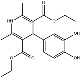 diethyl 4-(3,4-dihydroxyphenyl)-2,6-dimethyl-1,4-dihydro-3,5-pyridinedicarboxylate 化学構造式