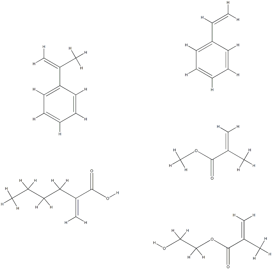 2-Propenoic acid, 2-methyl-, 2-hydroxyethyl ester, polymer with butyl 2-propenoate, ethenylbenzene, (1-methylethenyl)benzene and methyl 2-methyl-2-propenoate Struktur