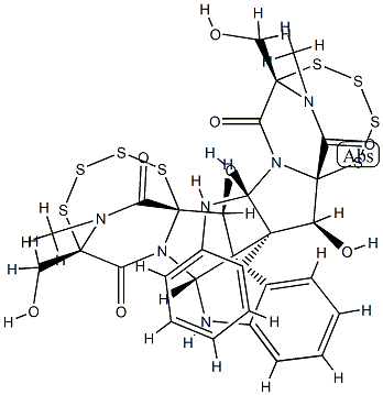 (6S,6'S)-17,18:17',18'-Diseco-2,2',5,5'-tetrademercapto-2,5:2',5'-bispertetrathio-6,6'-dihydroxychetocin Structure