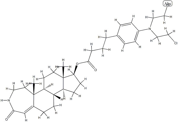 17-hydroxy-3-aza-A-homo-4-androsten-4-one (4-(bis(2-chloroethyl)amino)phenyl)butyrate Struktur