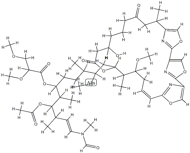 4-O-Acetyl-21-O-de(aminocarbonyl)-27-demethoxy-4-O,23,26-tridemethyl-6-deoxo-25-deoxy-6-(2,3-dimethoxy-1-oxopropoxy)-27-methyl-25-oxokabiramide C 结构式