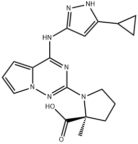 (S)-1-(4 - ((5-环丙基-1H-吡唑-3-基)氨基)吡咯并[2,1-F]的[1,2,4] 结构式