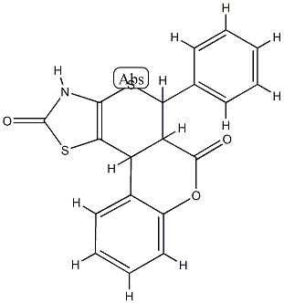 5-phenyl-3,5,5a,11b-tetrahydro-2H,6H-chromeno[4,3:4,5]thiopyrano[2,3-d]thiazole-2,6-dione Struktur