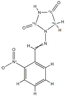 2-NP-AHD-13C31-(2-ニトロベンジリデンアミノ)-2,4-イミダゾリジンジオン-[2,4,5-13C3] 化学構造式