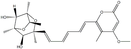 6-[(1E,3E,5E)-6-[(1R,8S)-4β,8-Dihydroxy-1α,3α,5α,7α-tetramethyl-2,6-dioxabicyclo[3.2.1]oct-3β-yl]hexa-1,3,5-trienyl]-4-methoxy-5-methyl-2H-pyran-2-one,100760-66-5,结构式