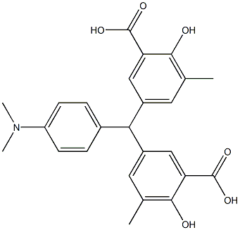 5,5'-[[4-(ジメチルアミノ)フェニル]メチレン]ビス[2-ヒドロキシ-3-メチル安息香酸] 化学構造式