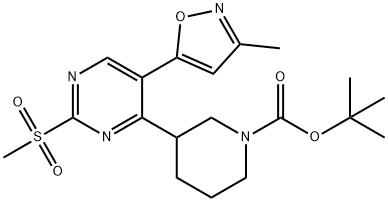 3-[5-(3-甲基-5-异恶唑基)-2-(甲磺酰基)-4-嘧啶基]-1-哌啶羧酸叔丁酯 结构式