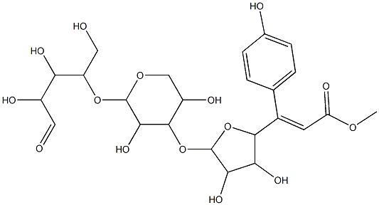 O-(5-O-(4-coumaroyl)-alpha-arabinofuranosyl)-(1-3)-O-beta-xylopyranosyl-(1-4)-xylopyranose,102254-69-3,结构式